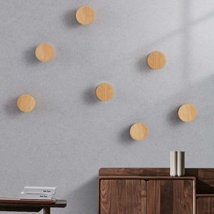Patères Murales Rondes En Bois De Noisetier Non Traité - Lot De 4 Tailles Pour Décoration Scandinave