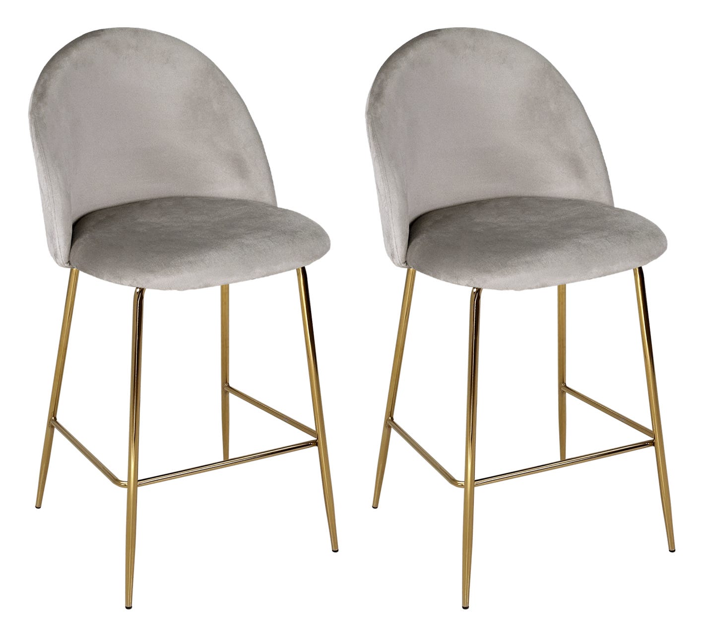 Sgabello Da Cucina Imbottito In Velluto Beige - Altezza Seduta 65 Cm, Gambe In MetalloSamira Zoe - Foto 8