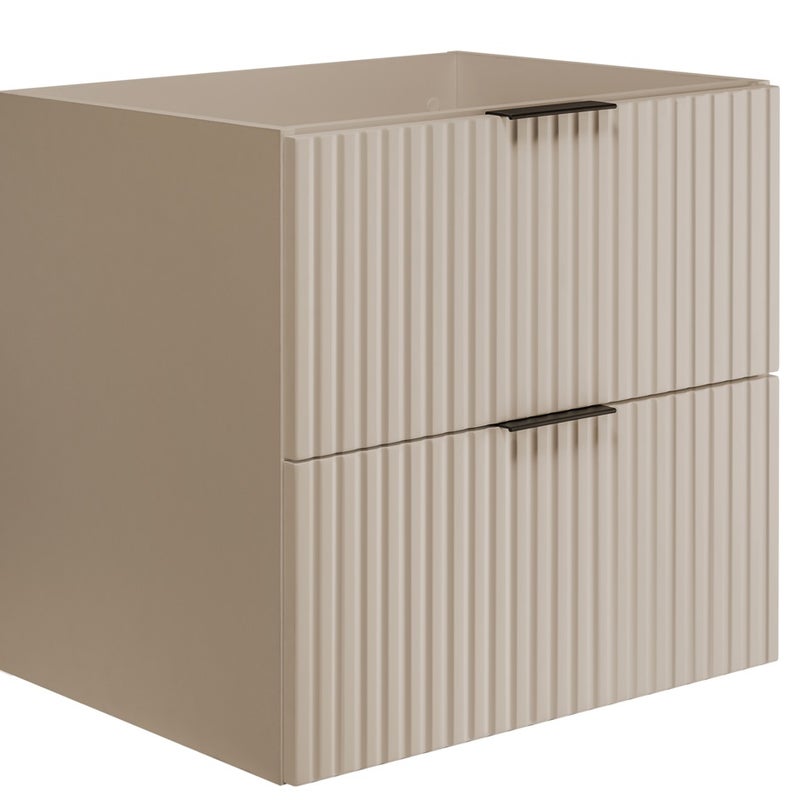 Szafka pod umywalkę FLOW 60 cm kaszmir 2 kolory uchwytów w zestawie ryflowane fronty