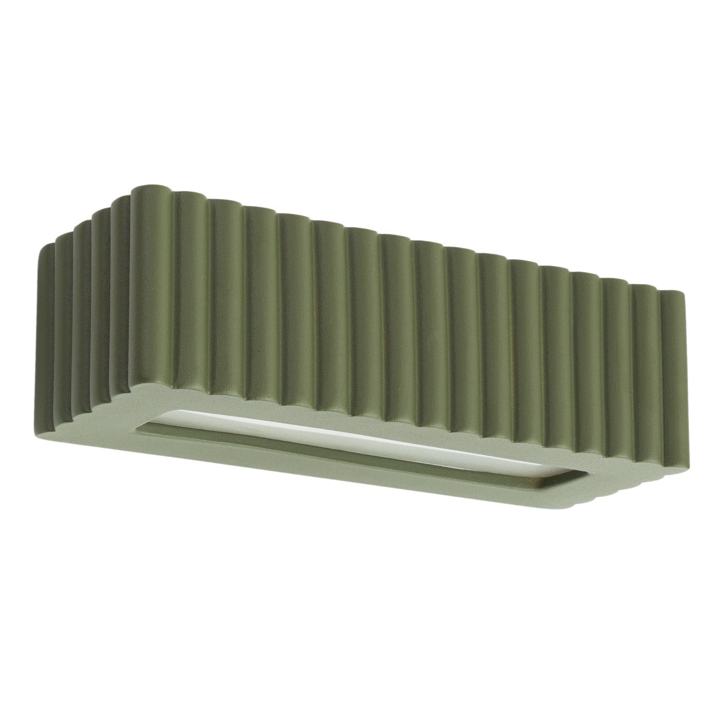 Kinkiet ścienny ryflowany RIGATA zielony oliwkowy 1xE27x20W ceramika / gips wym:10x34x12cm IP20 Sollux Lighting