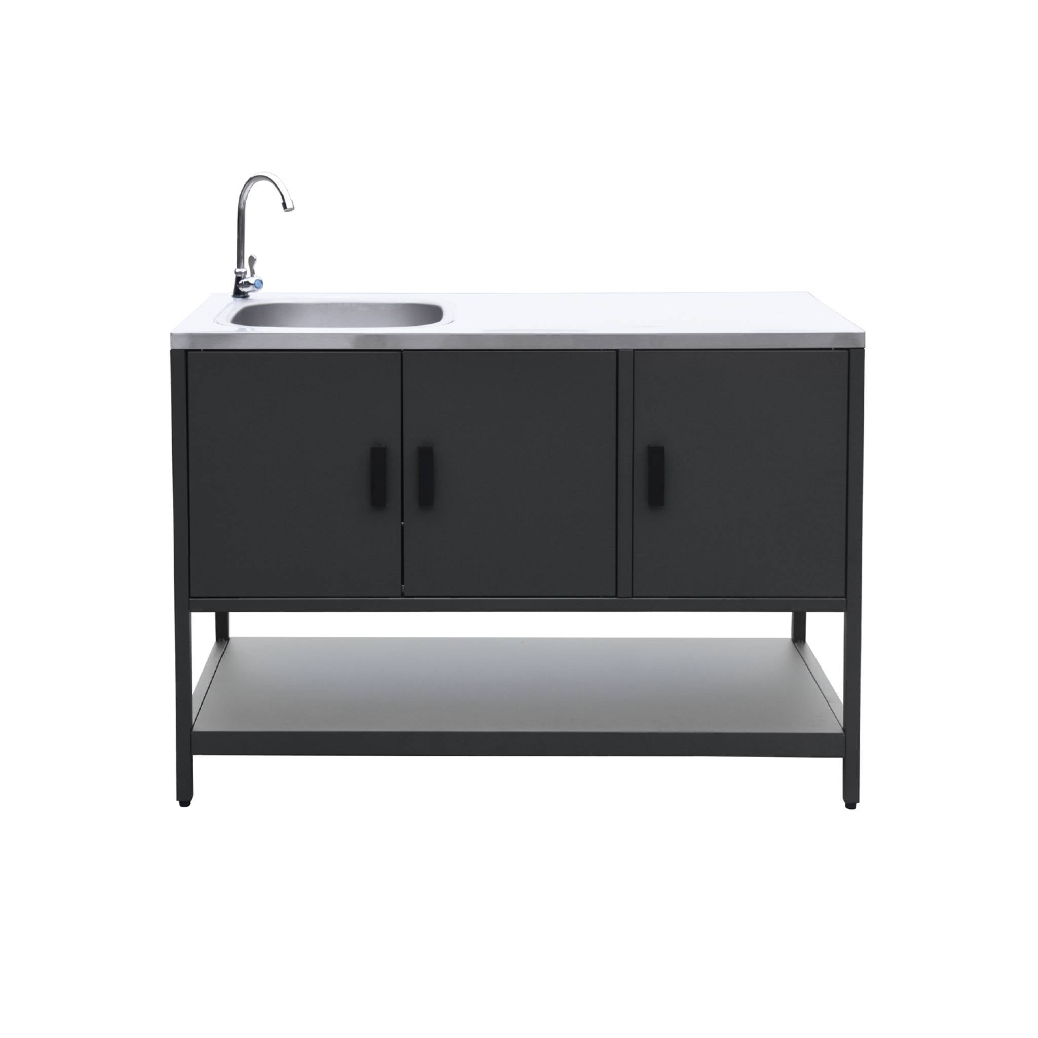 Cozinha externa em aço com pia, 120cm, Naxos, Preto, 120x51x112.5 cm - 5