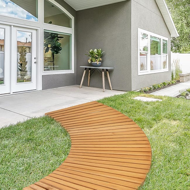Coperat Passerella In Legno Di Abete Per Giardino, 2.4 Metri, Antiscivolo E Resistente Alle Intemperie, Arrotolabile Per Spiaggia E Cortile