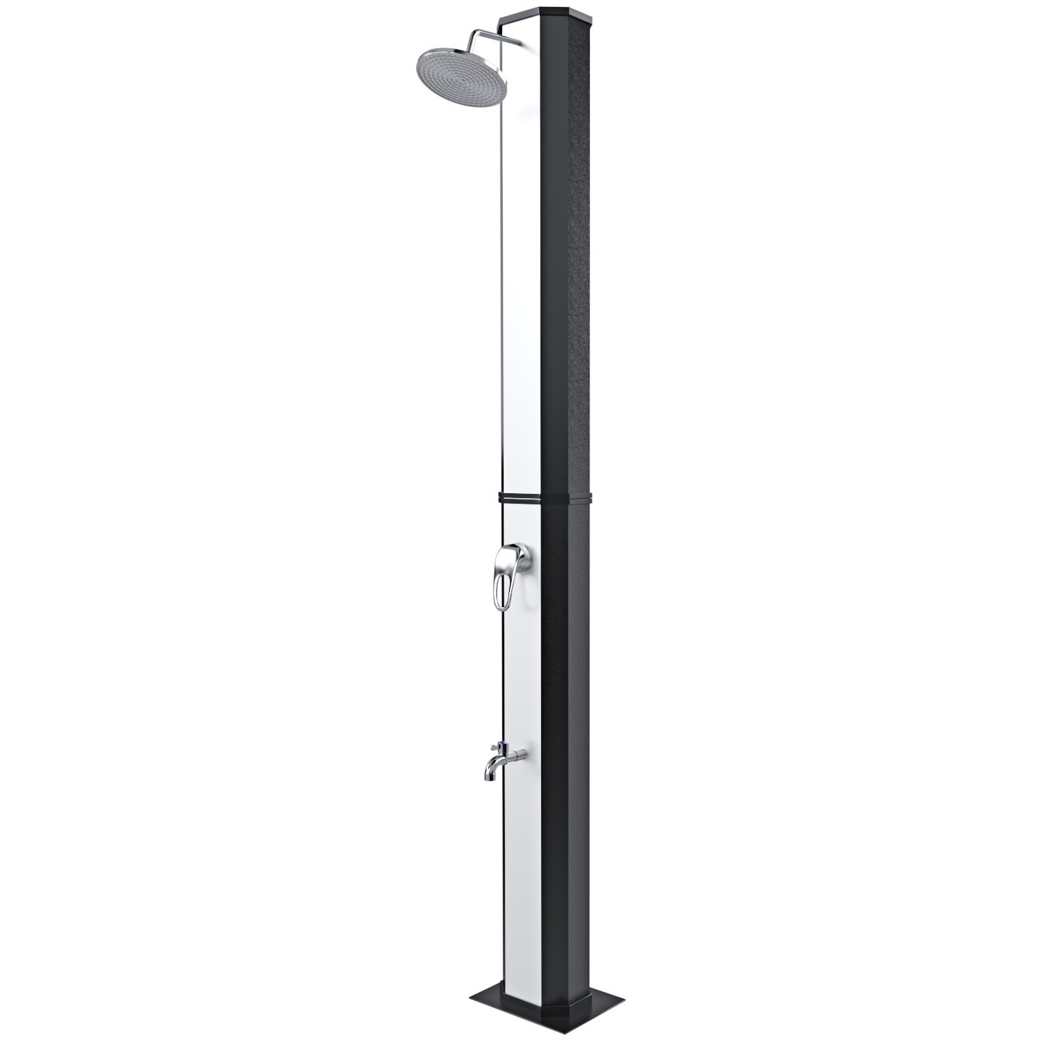 Doccia Solare 35 Litri 220 Cm Per Giardino Piscina Soffione Cromato Getto A Pioggia Con Regolatore Temperatura E Doccetta Per Piedi Attacco Per Tubo