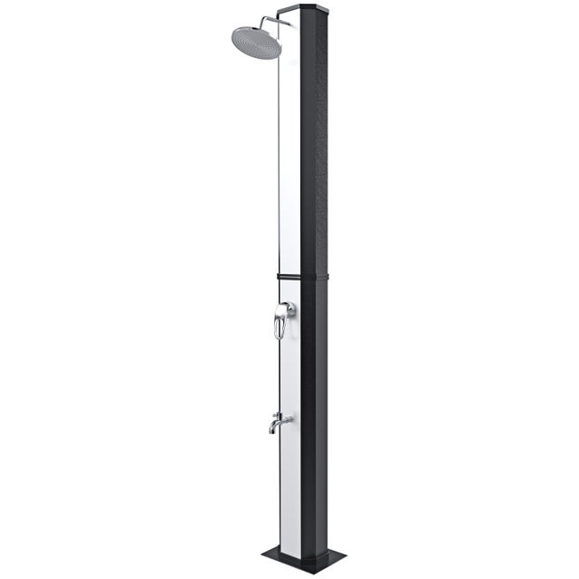 Doccia Solare 35 Litri 220 Cm Per Giardino Piscina Soffione Cromato Getto A Pioggia Con Regolatore Temperatura E Doccetta Per Piedi Attacco Per Tubo