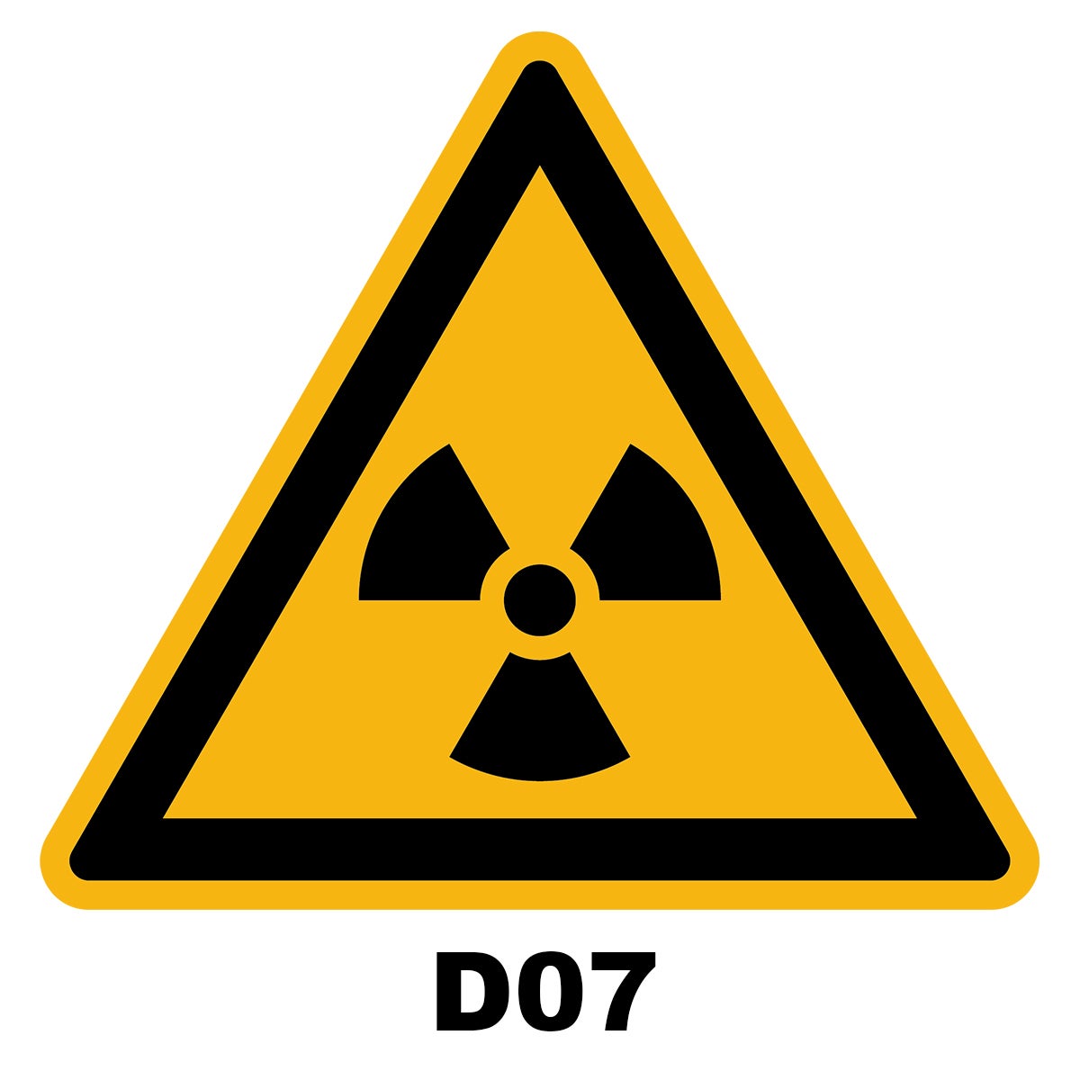 Autocollant Danger Warning Avertissement NF ISO7010 - Sticker Adhésif Signalétique Triangulaire Laminé - Matières Radioactives - 60x60 cm - 2