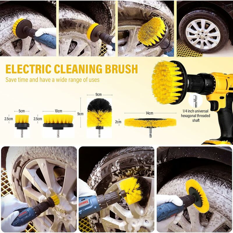 Kit nettoyage voiture 20 pièces, entretien intérieur et extérieur, brosses, éponges de polissage, gel nettoyant et accessoires - 3