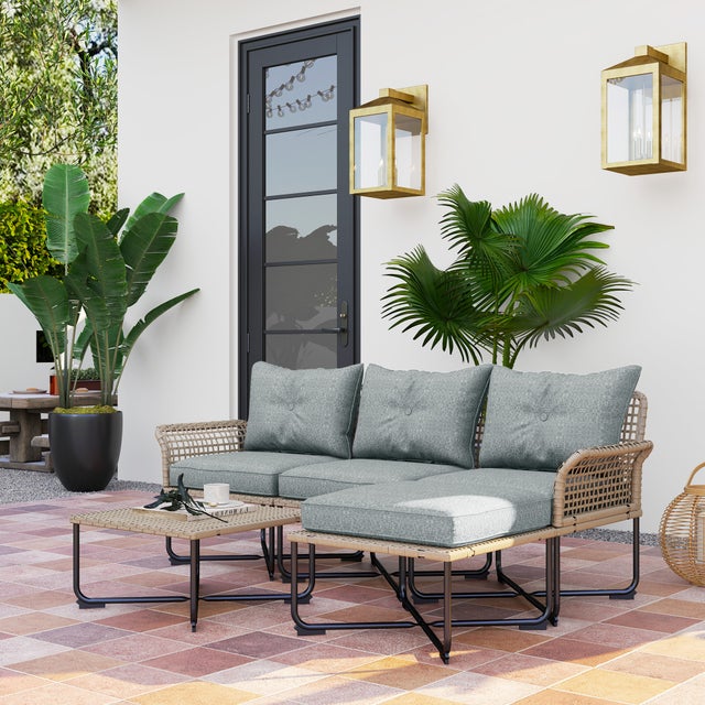 Muebles de Jardín Outsunny Acero, PE Gris 65x65x72 cm