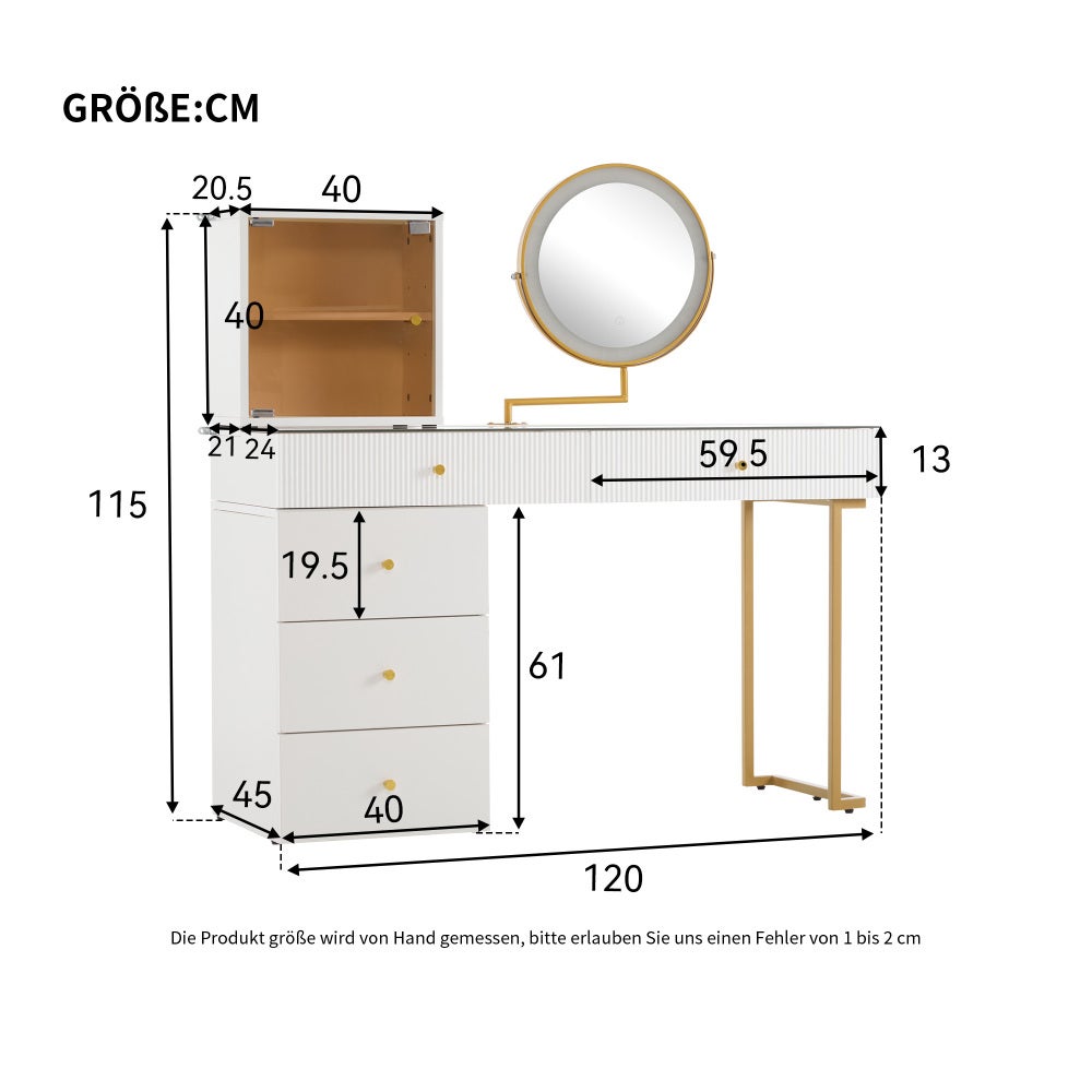 Coiffeuse avec miroir en MDF Blanc H. 115 x l. 45 x P. 120 cm - 3