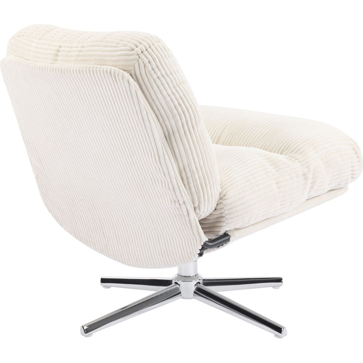Fauteuil pivotant en velours cotelé beige et piètement chromé - Julia - 5