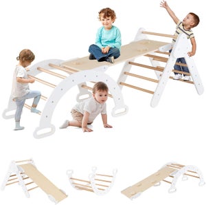 LIFEZEAL 7 en 1 Set d'escalade Montessori avec Rampe Réversible, Arche à Bascule, Toboggan, Bois de Hêtre, pour Enfant 1+ Ans, Charge 50 kg,Gris | Leroy Merlin LIFEZEAL 7 en 1 Set d'escalade Montessori avec Rampe Réversible, Arche à Bascule, Toboggan, Bois de Hêtre, pour Enfant 1+ Ans, Charge 50 kg,Gris | Leroy Merlin