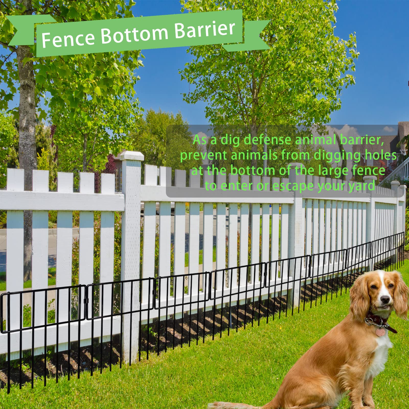 10 Pack Animal Barrier Fence, 17in x13ft Rustproof Metal Small Garden Fence Border Bottom Blocker for Outdoor Yard Patio，Insérer à fleur dans le sol - 2