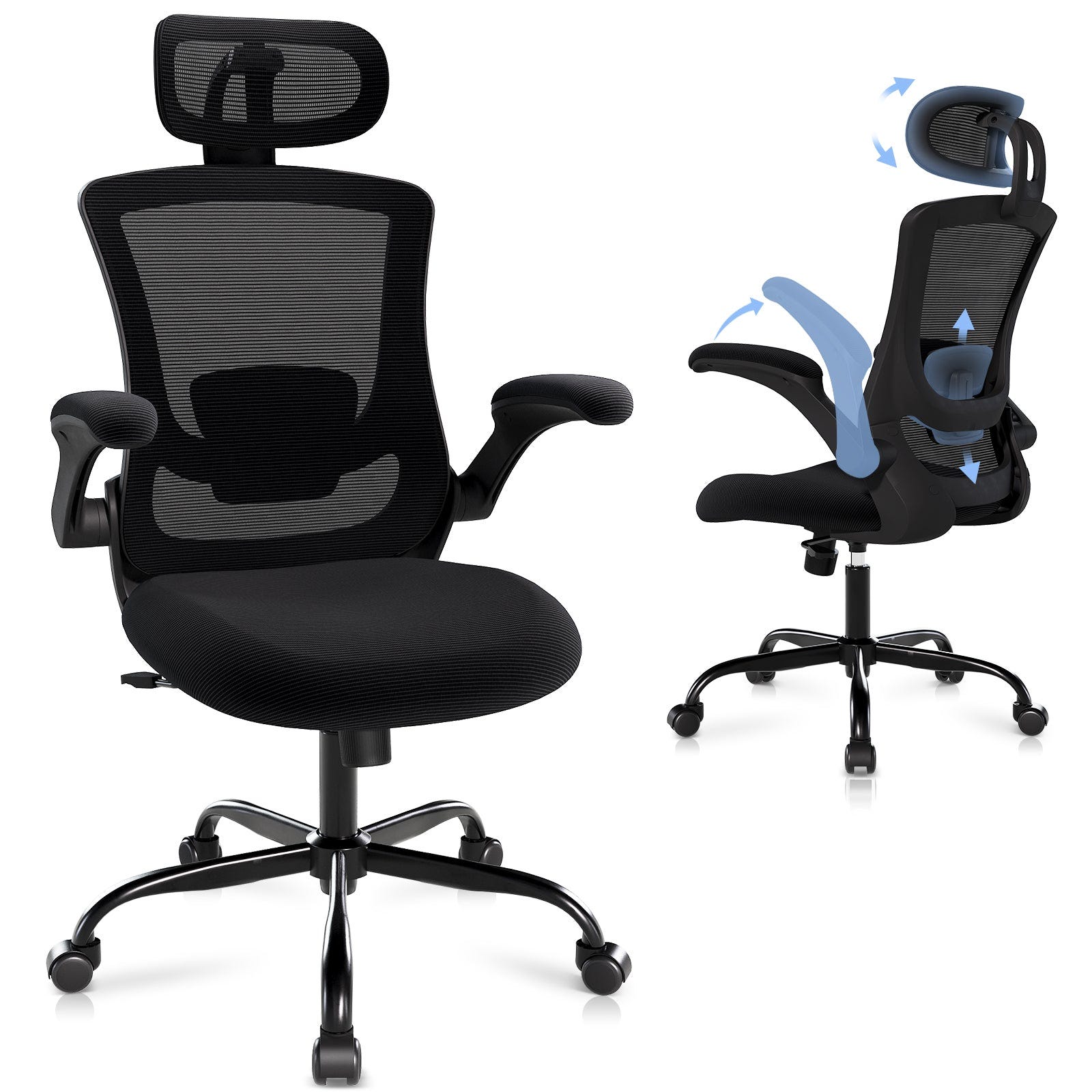 Newtral Sedia da ufficio ergonomica, sedia da ufficio grande e alta, supporto lombare auto-following per mal di schiena, seduta regolabile in profondità e altezza (con poggiapiedi, nero Newtral Sedia da ufficio ergonomica, sedia da ufficio grande e alta, supporto lombare auto-following per mal di schiena, seduta regolabile in profondità e altezza (con poggiapiedi, nero