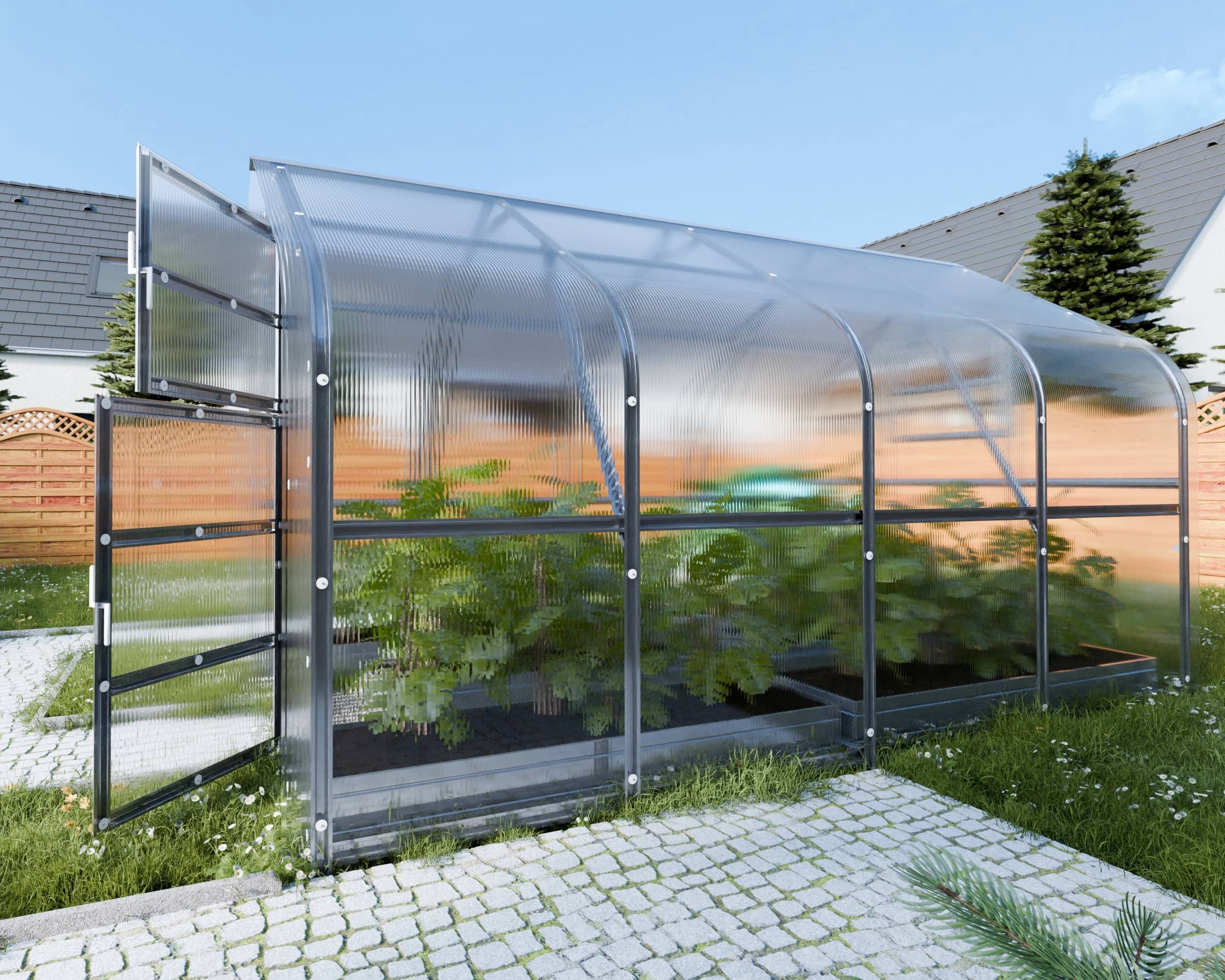 Serre de jardin KLASIKA*DROP 10m2, 2,5m x 4m, 4 mm avec revêtement en polycarbonate - 3