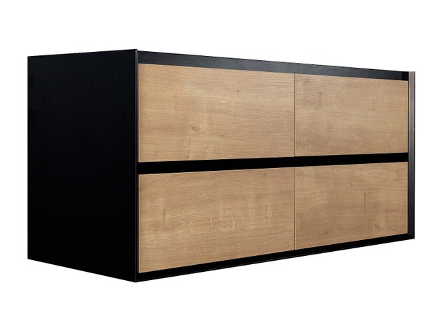 Meuble sous vasque suspendu - Coloris naturel clair et noir - 120 cm - LANNICK