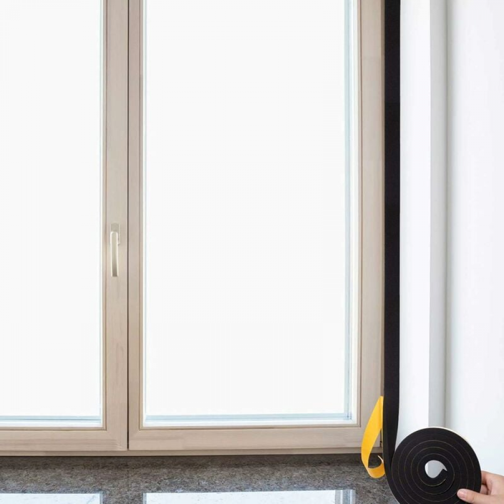 Burlete adhesivo de gomaespuma para puertas y ventanas, 20 mm x 8 mm x 1 m, aislante y antideslizante, negro - 5