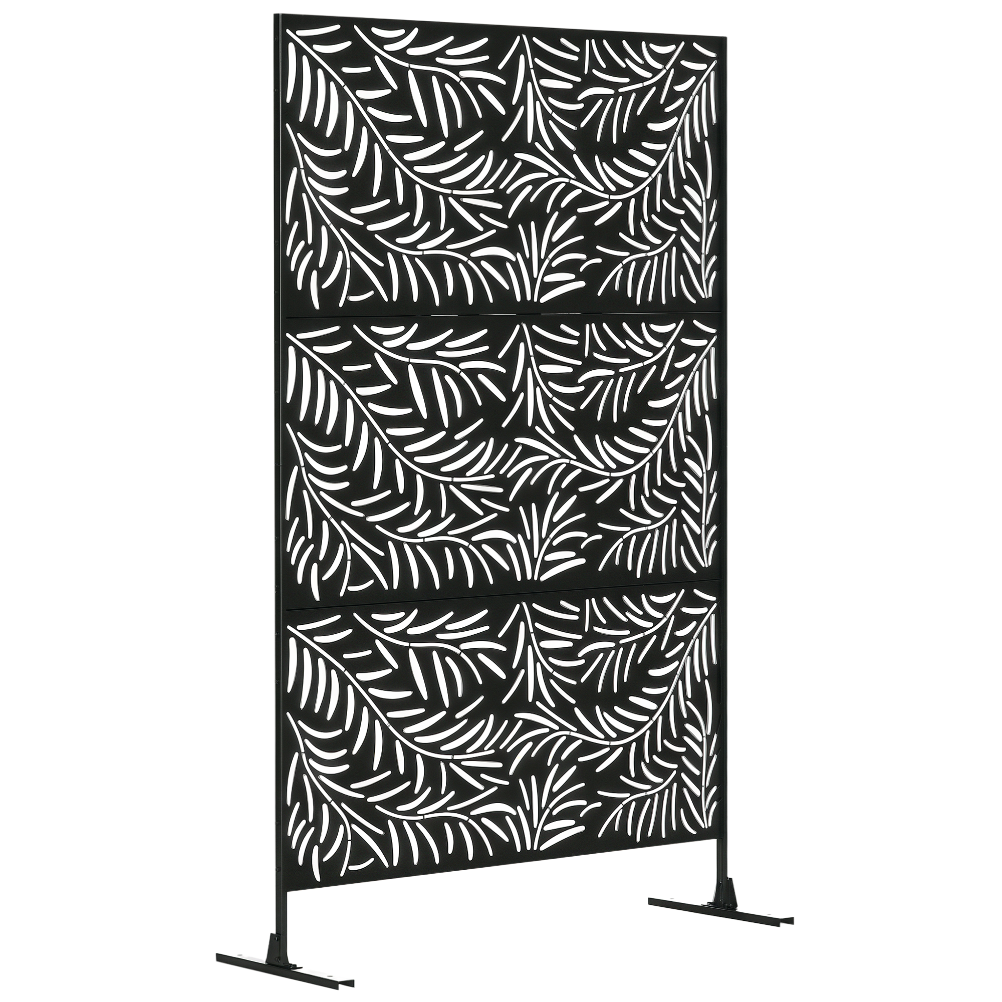 Zewnętrzny stal Screen z Willow Pattern i 2 stopy, 122x45x198 cm, czarny