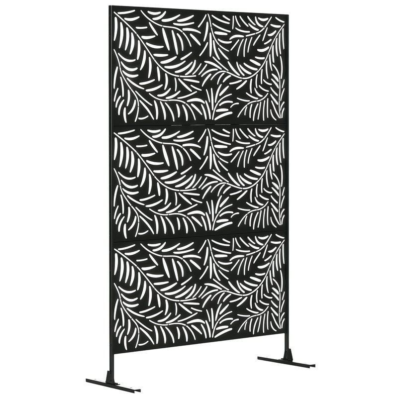 Zewnętrzny stal Screen z Willow Pattern i 2 stopy, 122x45x198 cm, czarny