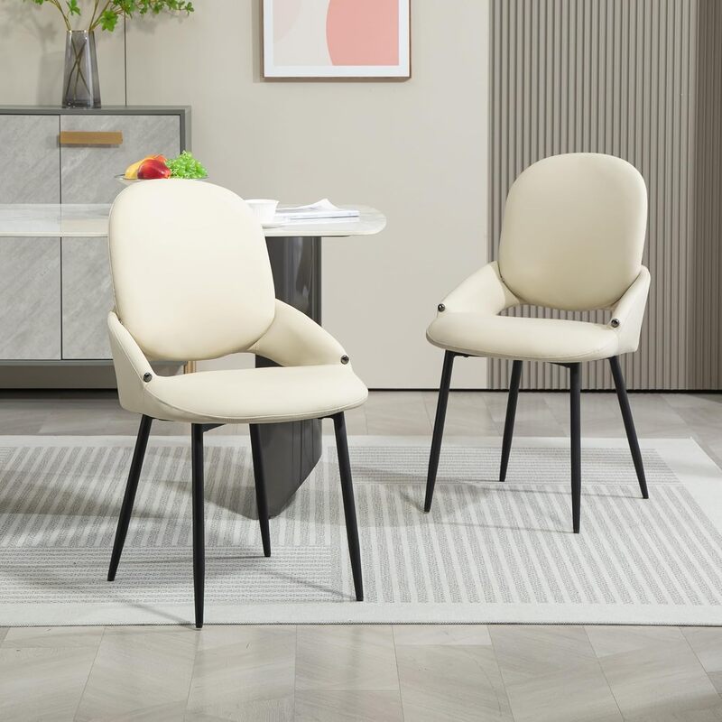 Chaises de salle à manger modernes avec assises en cuir, coussins d ...