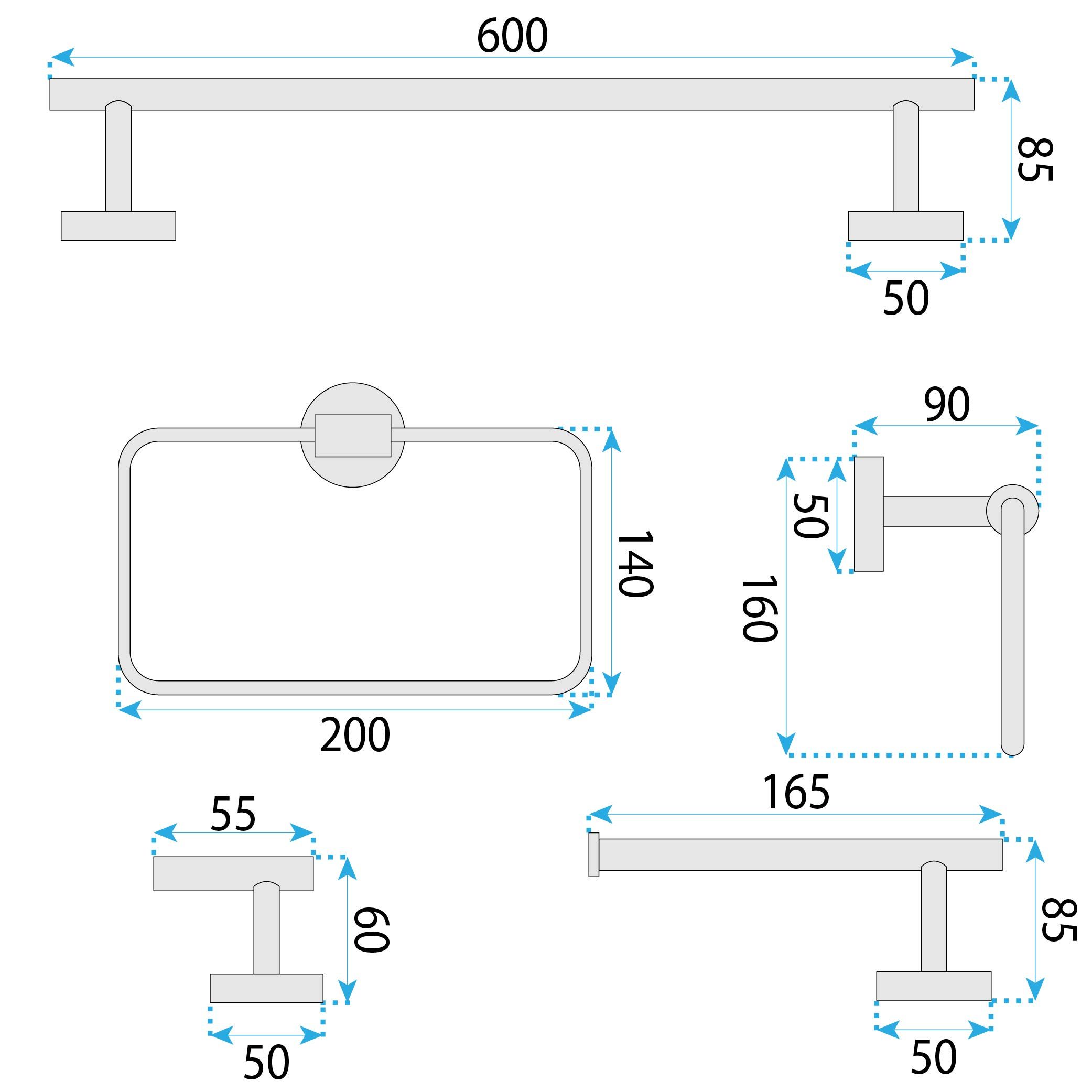 Zestaw akcesoriów łazienkowych GRID Czarny 4 elementy - 6