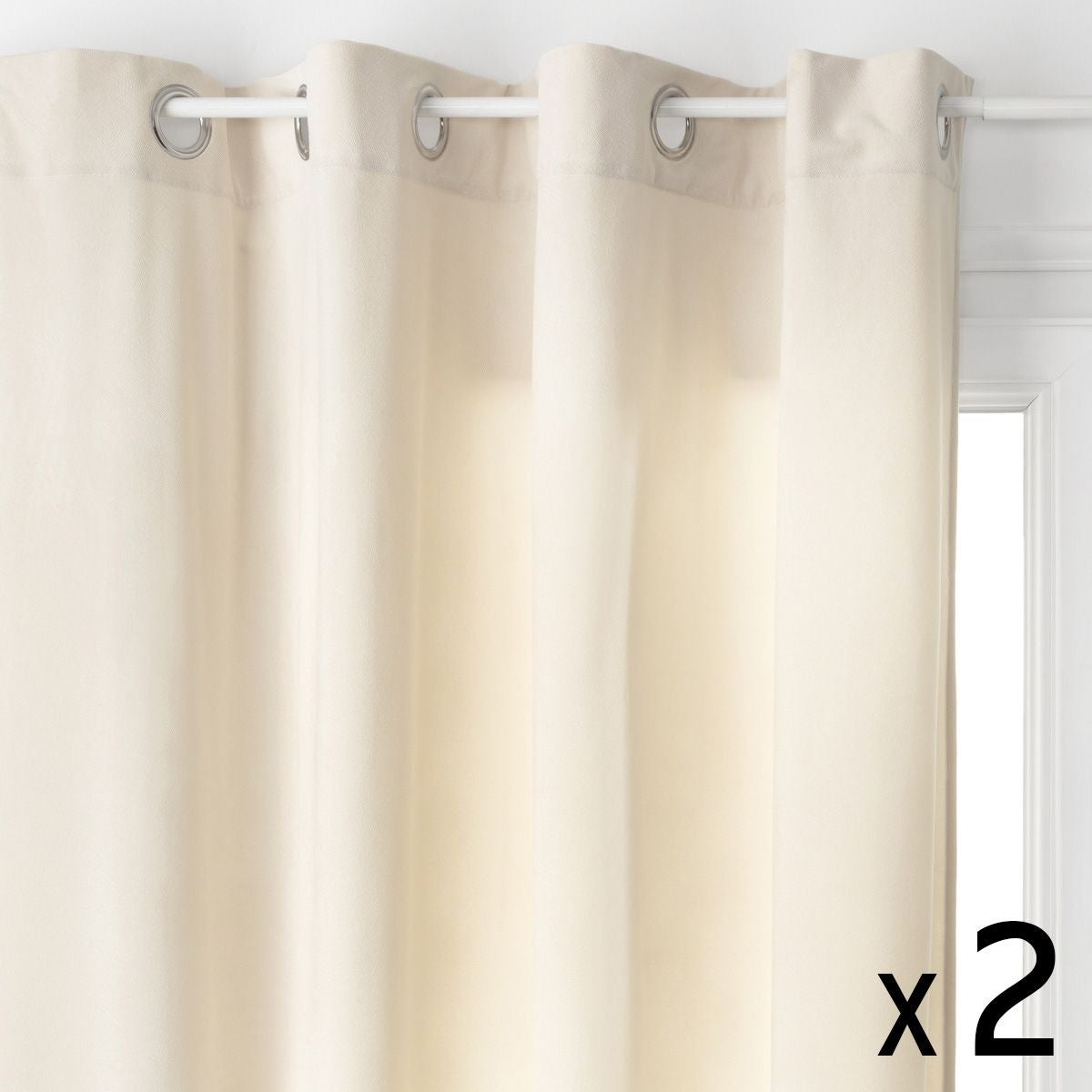 Lot De 2 Rideaux Extérieur Transparents - 210x134 Cm - Œillets 4 Cm - Protection Solaire Et Intimité - Blanc