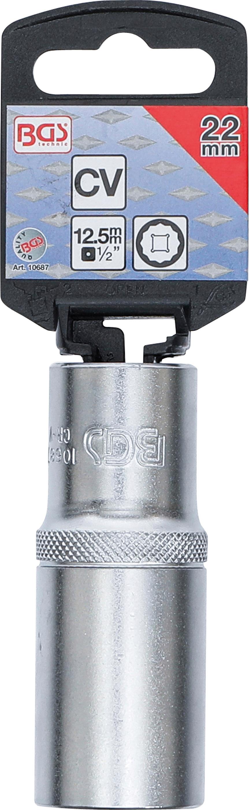 Douille pour clé, douze pans, longue | 12,5 mm (1/2