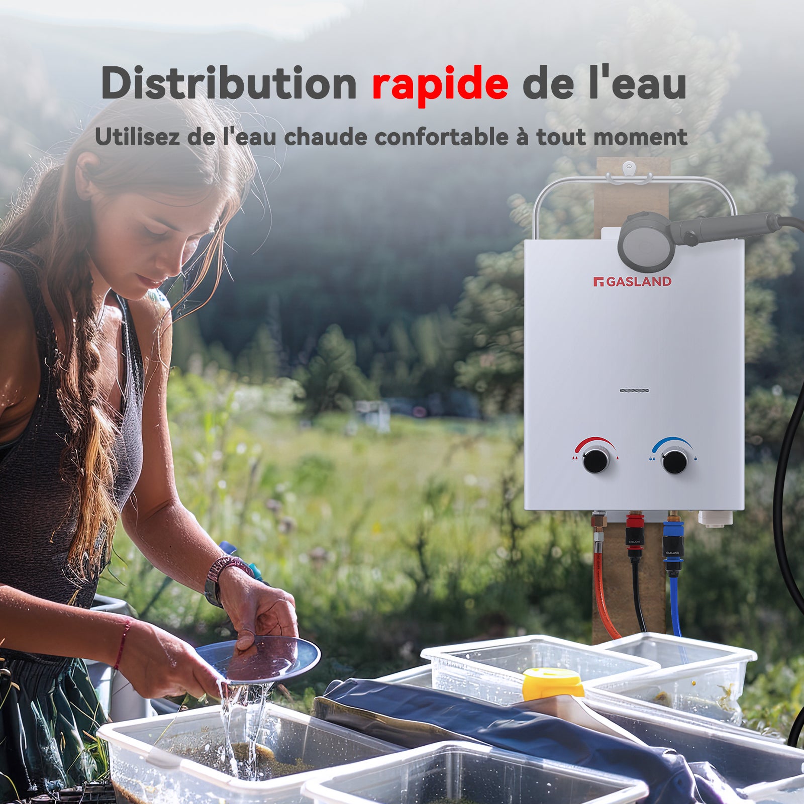 GASLAND AS132-DE Chauffe-eau Gaz portables A+ 5L/min Chauffe-eau instantanés au gaz propane/butane 50mbar - 4