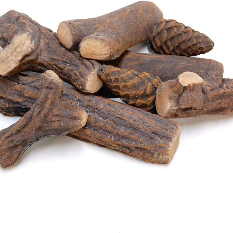 Zestaw 9 sztuk ozdobnego drewna z ceramiki do kominka na bioetanol