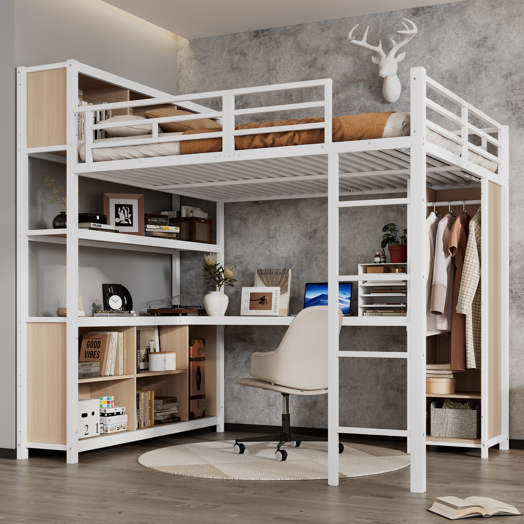 Lit Mezzanine BUT Avec Bureau Et Penderie – Occasion Bon État