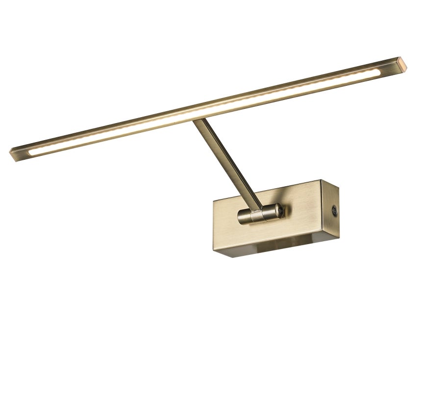Kinkiet LED do oświetlania obrazów, luster, murali itp., LED 8W, ciepłe światło 3000K, postarzany brąz, przegubowy i obrotowy. 46cm