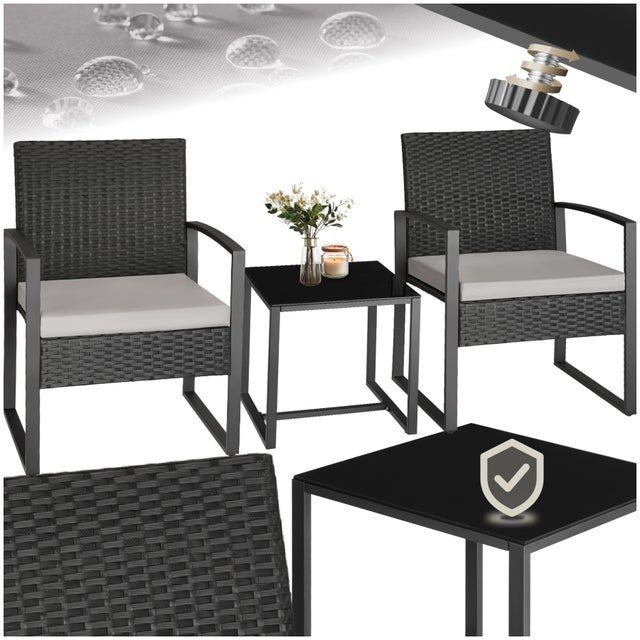 TECTAKE Conjunto de rattan para 2 pessoas