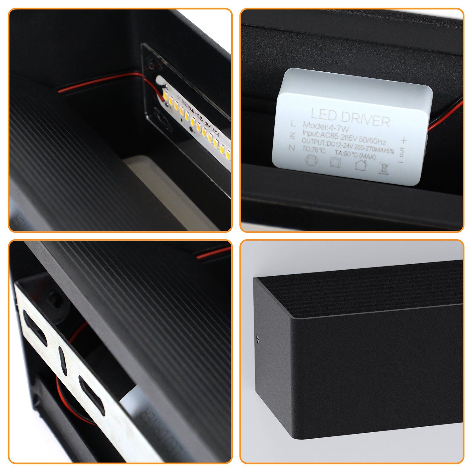 NETTLIFE Aplique LED de Pared Interior - Iluminación Negra Foco de Pared 5W, Lámpara de Escalera Arriba y Abajo, Haz Ajustable 3000K, Blanco Cálido - 7