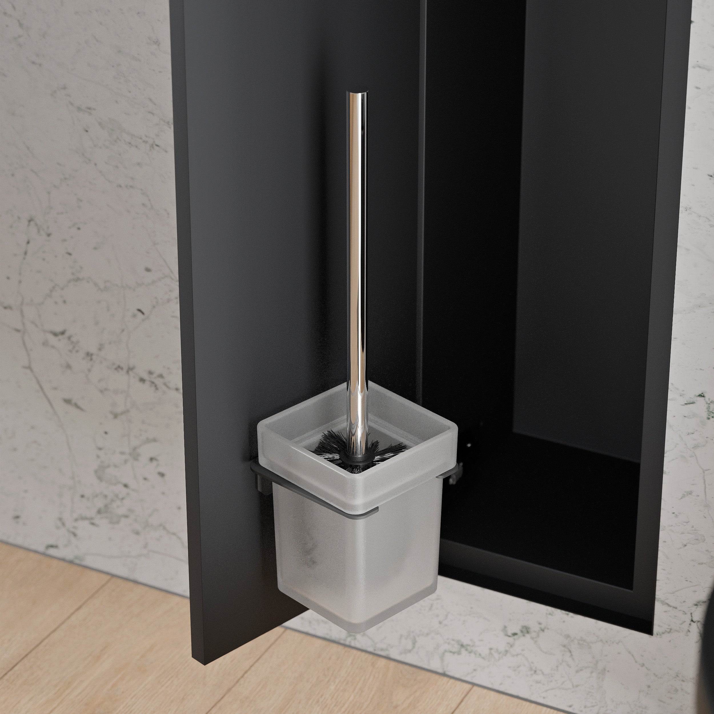 BERNSTEIN - Modulo nicchia da piastrellare WC incasso inox 16x16x58 (LxPxH) porta scopino + 1 ripiano, cerniera a destra - RIA - 4