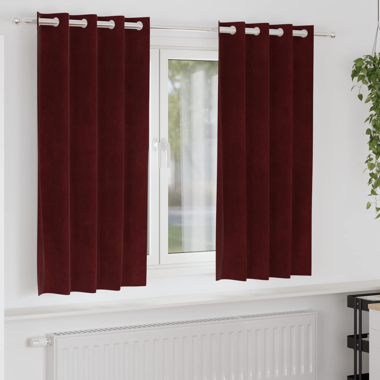 Zasłony zaciemniające 2 pcs Czerwone wino 140 x 175 cm Aksamit vidaXL