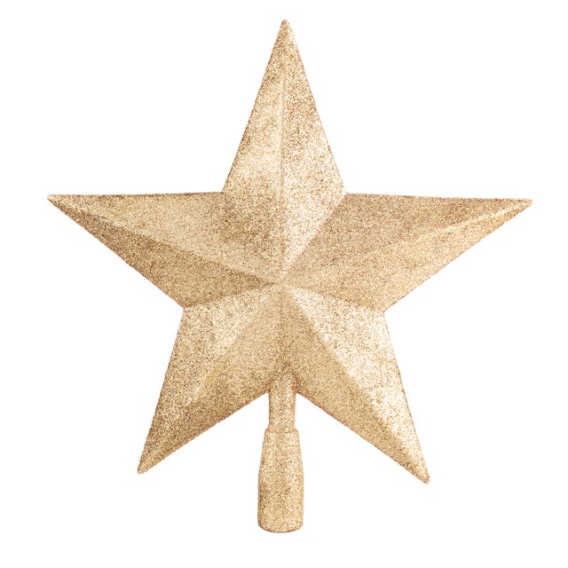 Estrela de Natal decorativa para árvore de Natal. Com purpurina dourada, 27cm.