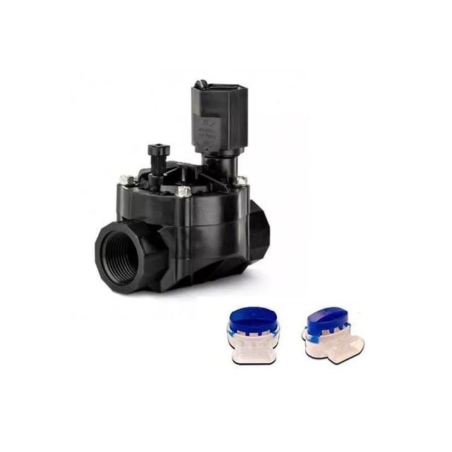 Elettrovalvola irrigazione 100 HV Rain Bird 1'' 24v + 2 connettori di cavi elettrici