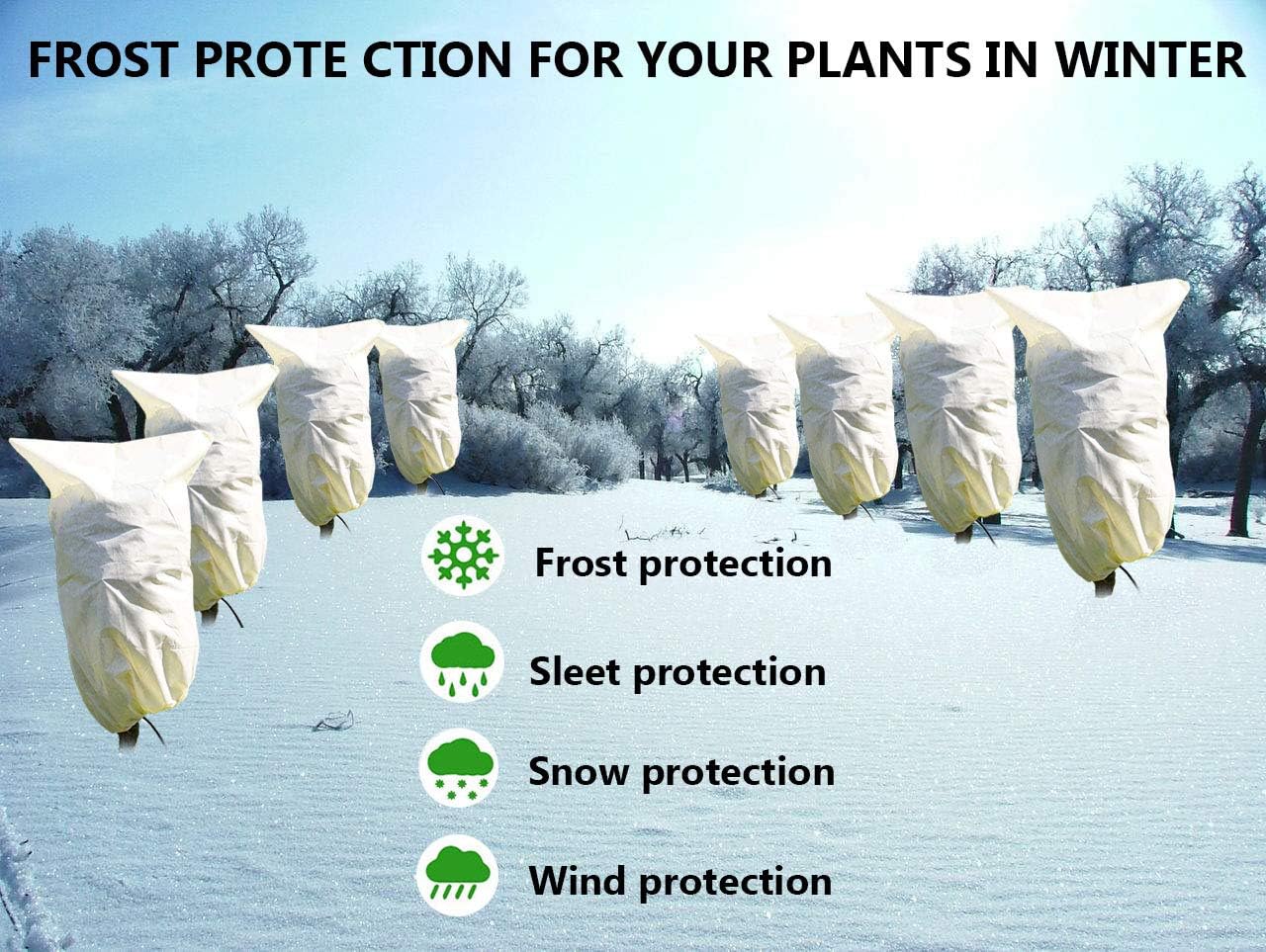 2 Housses D’hivernage Plantes 80x100 Cm – Non-tissé 30g, Cordon Et Zip, Protection Contre Le Gel, Le Vent, Pour Olivier, Palmier, Citronnier - 10
