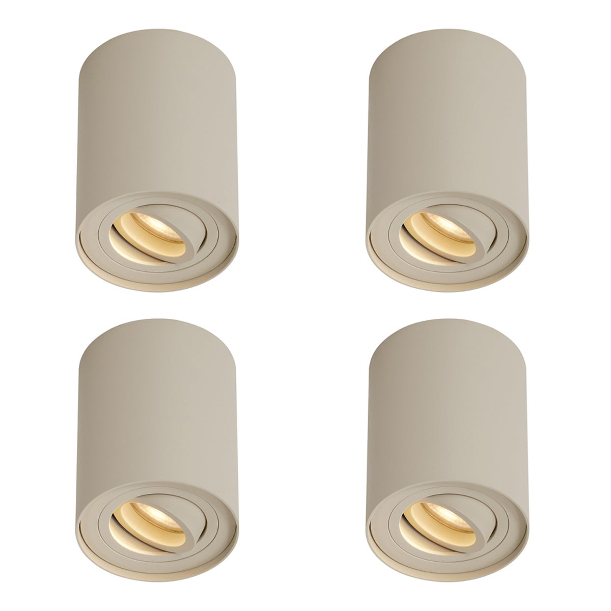 Zestaw 4 nowoczesnych reflektorów natynkowych beżowych GU10 50 mm, obrotowych i odchylanych - Rondoo Up