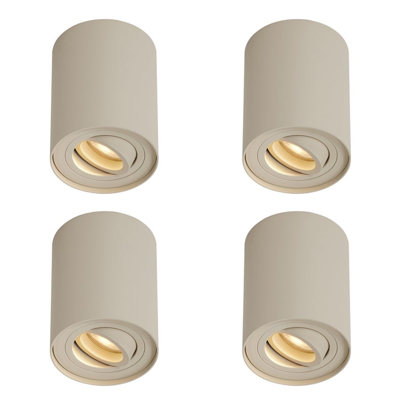 Zestaw 4 nowoczesnych reflektorów natynkowych beżowych GU10 50 mm, obrotowych i odchylanych - Rondoo Up
