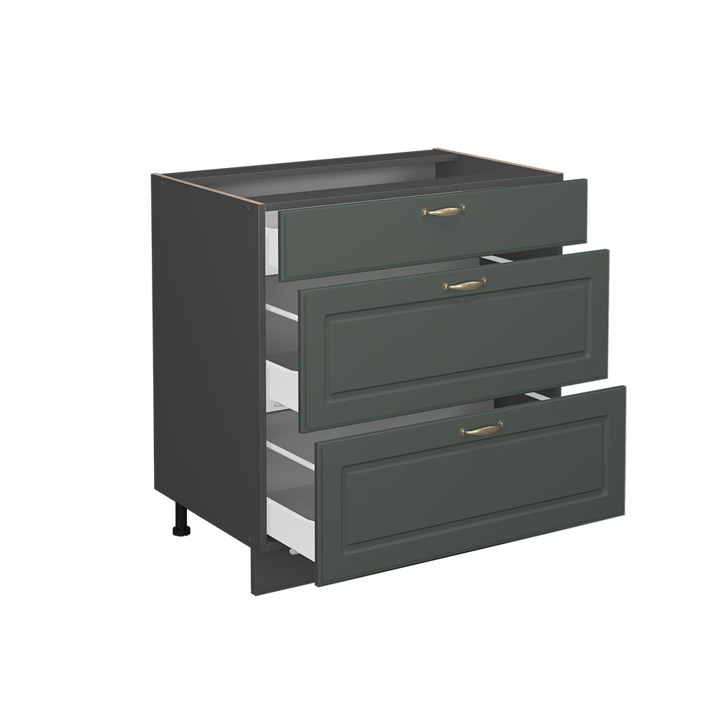 Vicco Meuble cuisine Fame-Line, Vert Or Campagne, 80cm avec 3 tiroirs, sans PT - 4