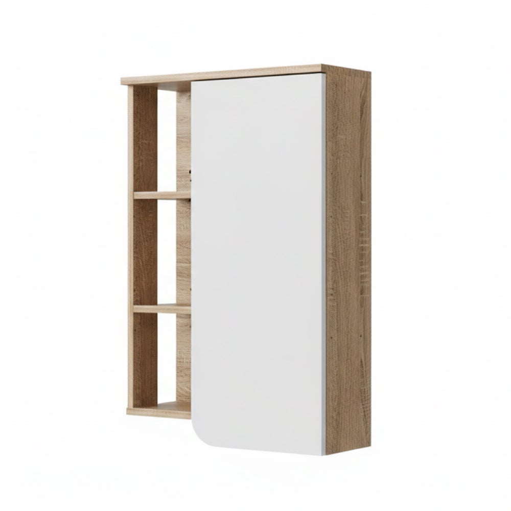 Vicco Szafka łazienkowa Karen, Sonoma/Biały, 50 x 75 cm z drzwiami i otwartymi przegrodami
