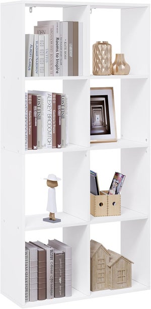 Étagère De Rangement Modulable WOLTU - En Bois D'ingénierie Blanc, Peut être 1 étagère 7 Niveaux OU 2 étagères 4 Niveaux - Charge Max 30 Kg - Pour Salon, Chambre, Cuisine...