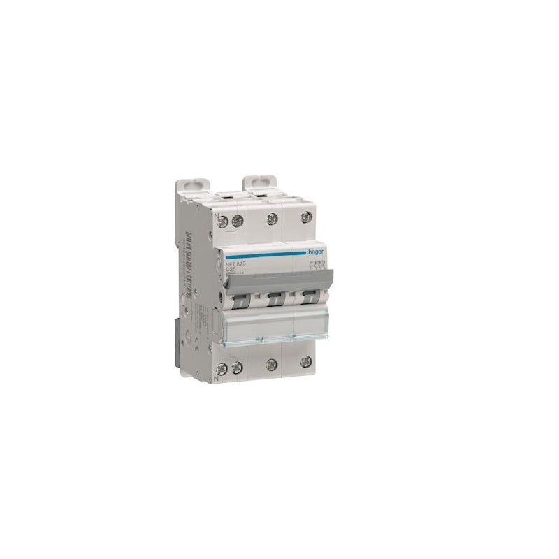 Hager - Disjoncteur 25A 3P+N courbe C 6-10kA 230V - NFT825 - 2