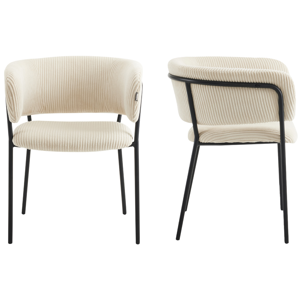 IDMarket - Lot de 2 chaises pivotantes de Salle à Manger, fauteuils de Table Jany en Velours côtelé Beige