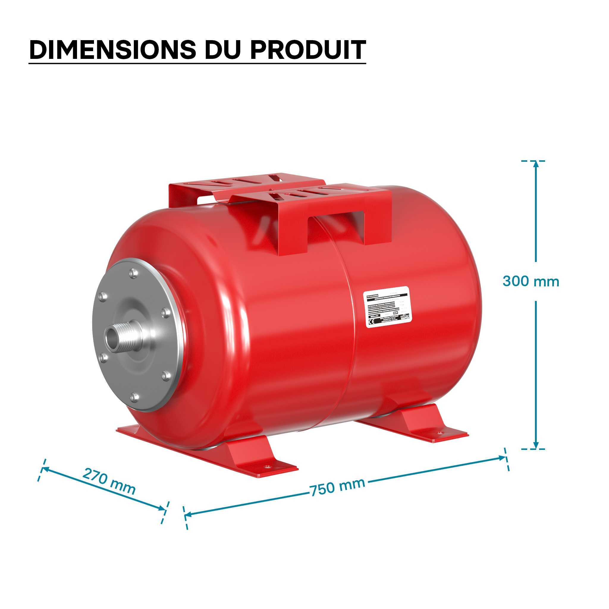 Vaso de expansión membrana EPDM 24L, depósito de presión, calderín para grupo de presión doméstico - 2