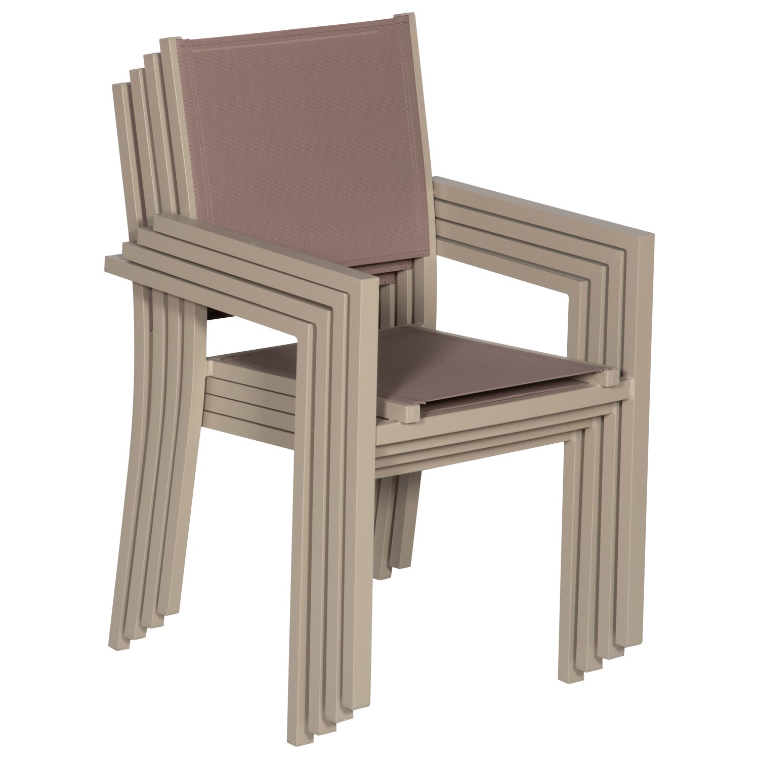 Salon de jardin 6 places taupe aluminium BERGAMO - 4