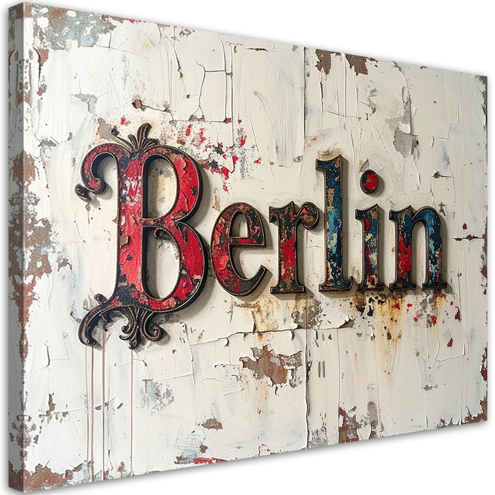 Obraz do salonu biura loftu hotelu, Napis Berlin Typografia imitacja farby 90x60
