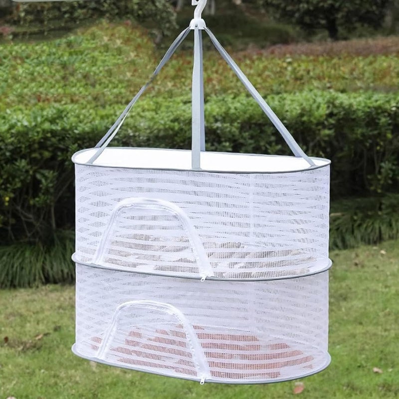 Siatka do suszenia roślin, 2-warstwowa składana wisząca siatka do suszenia z zamkami błyskawicznymi, wisząca suszarka do ziół,siatka do przechowywania