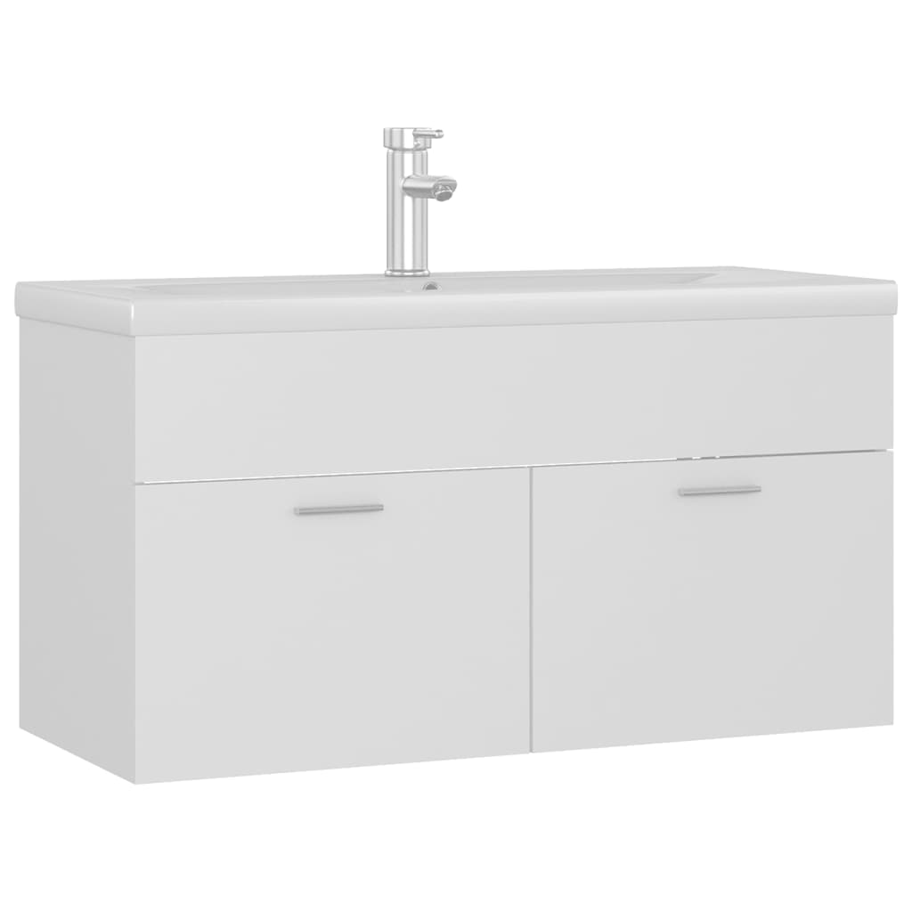 Maison Exclusive - Mobile con Lavabo Integrato Bianco in Legno Multistrato - 2