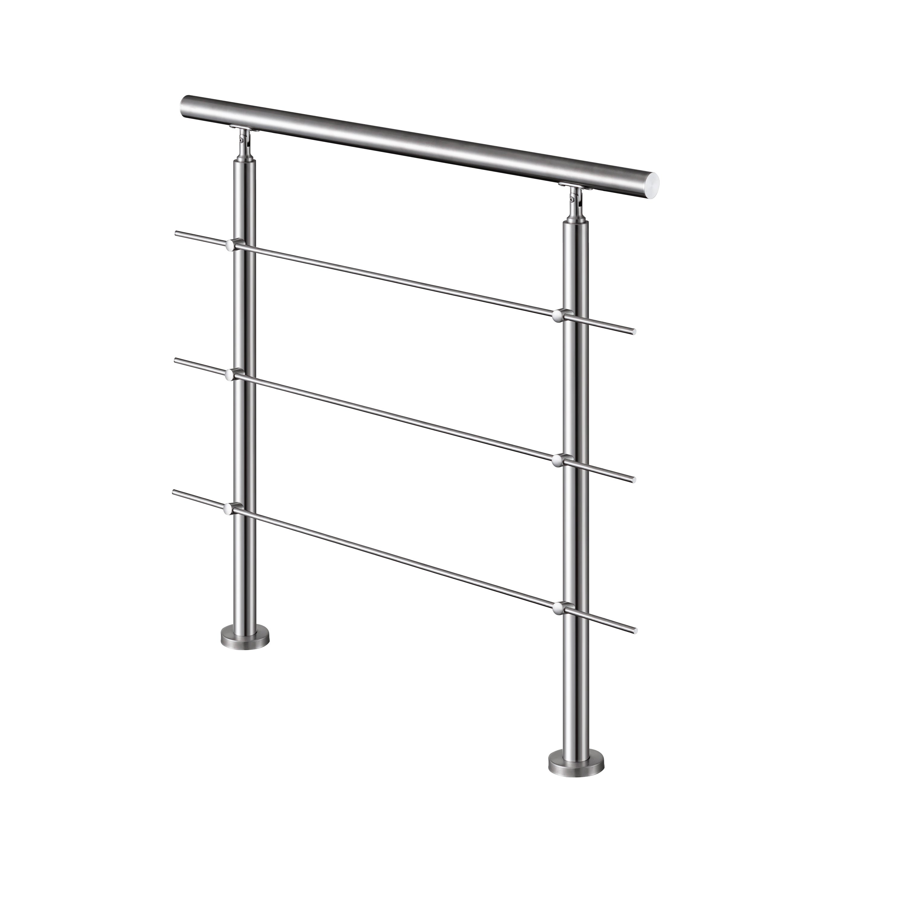 Garde-corps avec main courante, 100cm, en acier inoxydable 304, garde-corps avec 3 traverses, pour intérieur et extérieur - 2