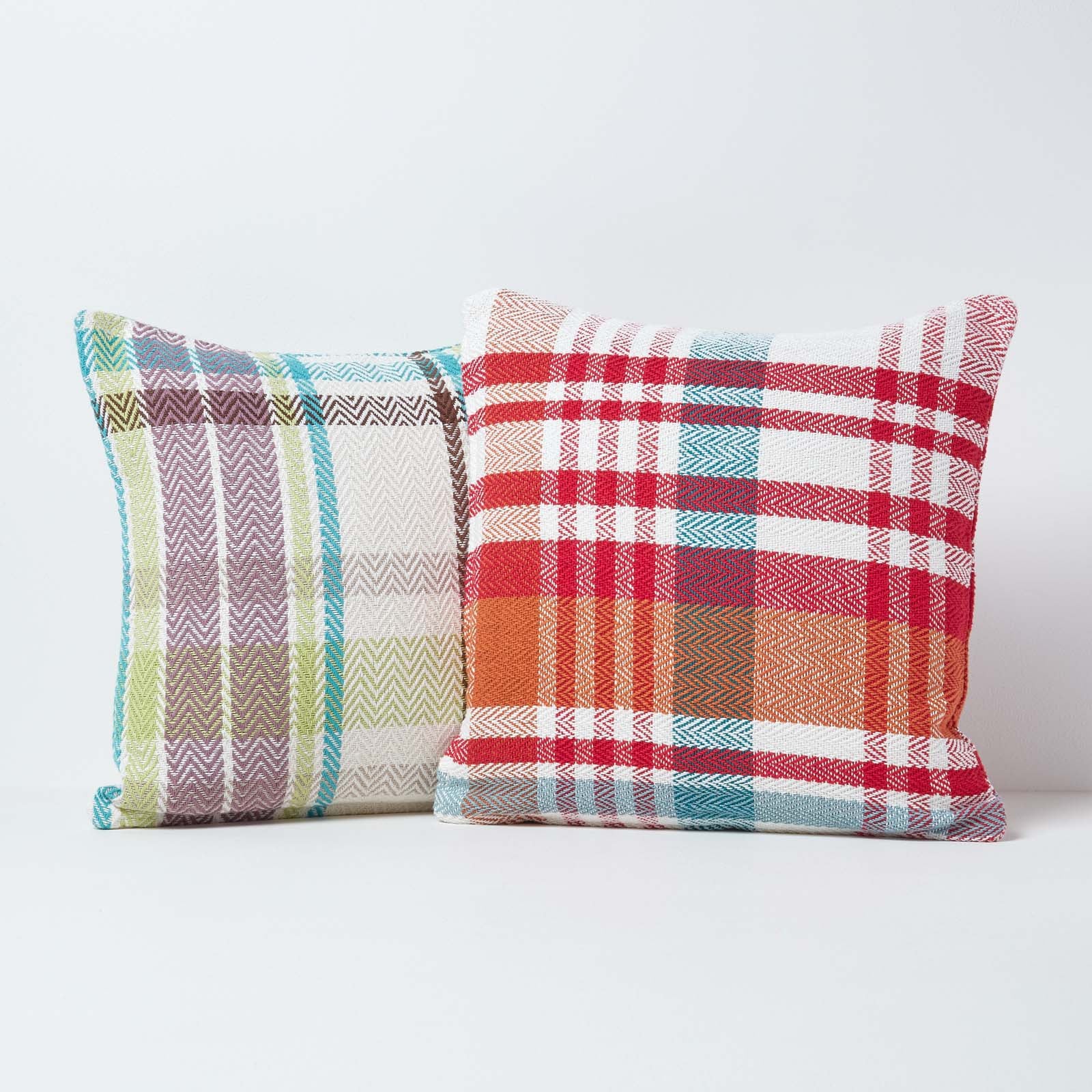 Homescapes Housse de coussin Falun à carreaux rouges en coton, 45 x 45 cm - 5